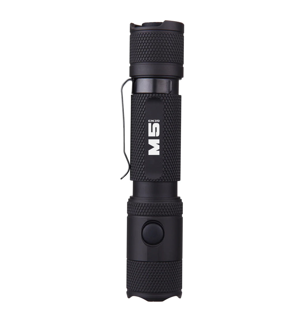 Powertac M5 Gen3 Tactical EDC Flashlight | 2030LM Super Bright | Auto-Magnetic Charge | IPX8 Waterproof & 2M Drop Resistant | 1-Inch Picatinny Mount Compatible