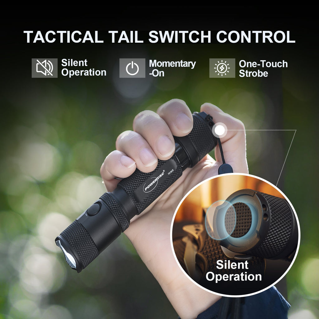 Powertac M5 Gen3 Tactical EDC Flashlight | 2030LM Super Bright | Auto-Magnetic Charge | IPX8 Waterproof & 2M Drop Resistant | 1-Inch Picatinny Mount Compatible