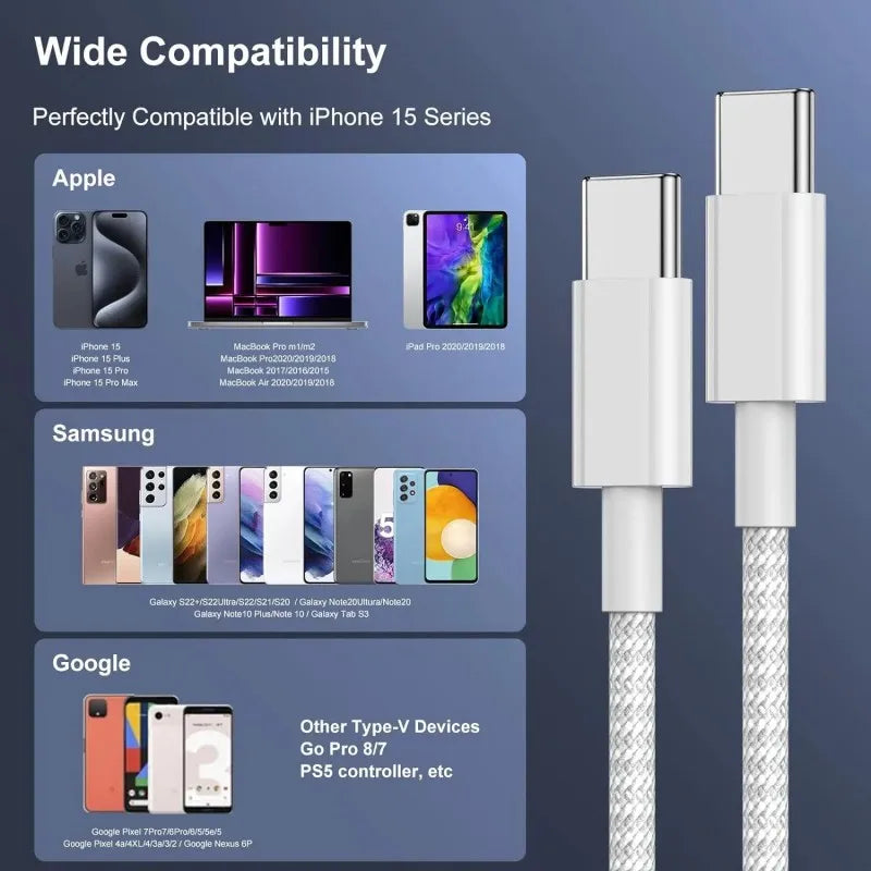 3PCS USB C Fast Charging Charger Cable