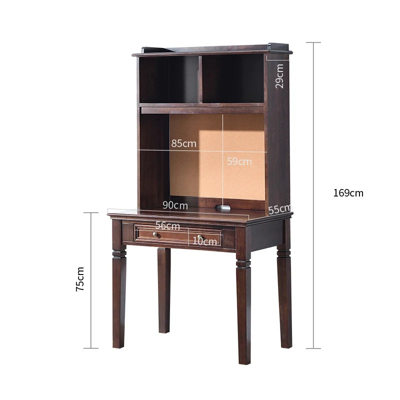 solid wood desk bookshelf