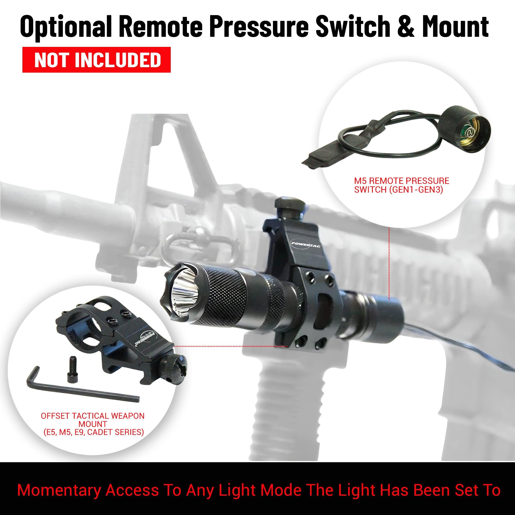 Powertac M5 Gen3 Tactical EDC Flashlight | 2030LM Super Bright | Auto-Magnetic Charge | IPX8 Waterproof & 2M Drop Resistant | 1-Inch Picatinny Mount Compatible