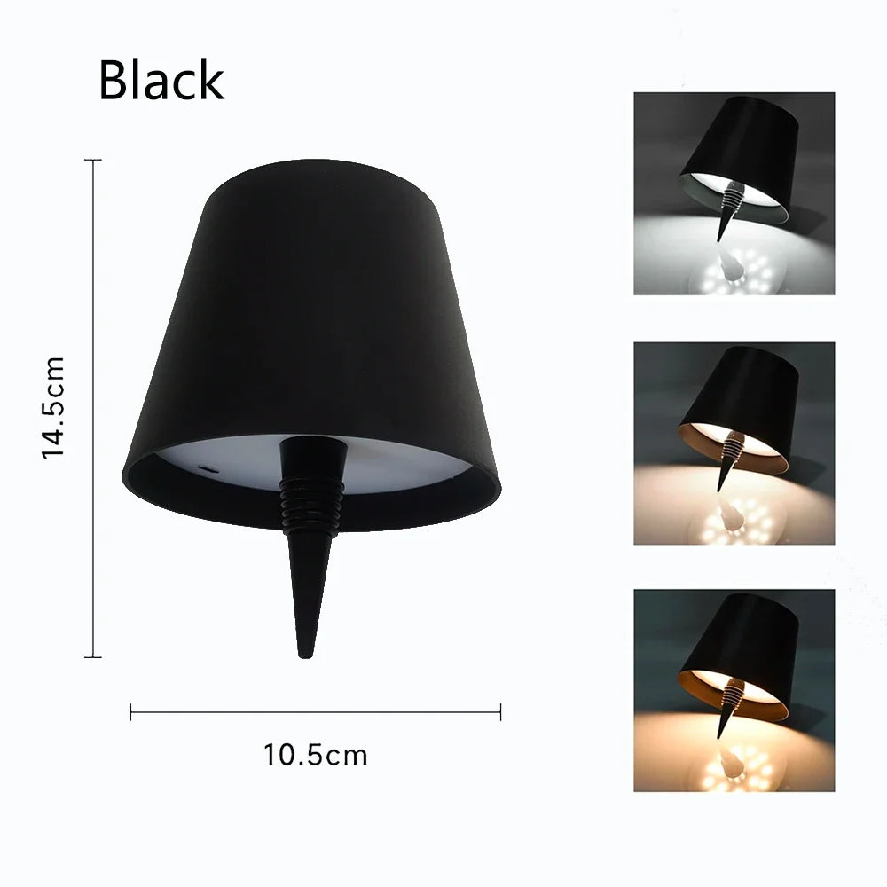 Wireless Bottle Lamp Shade Portable LED Bottle Lamp 3 Color Stepless Dimming Night light for Bedroom Bar Restaurants Party Decor