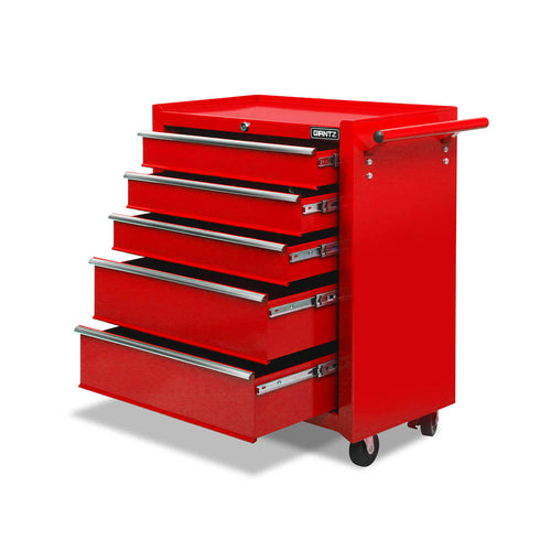 Giantz 5 Drawer Tool Box Cabinet Chest Trolley Box Garage Storage