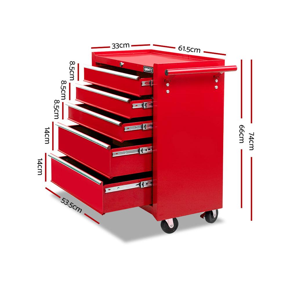 Giantz 5 Drawer Tool Box Cabinet Chest Trolley Box Garage Storage