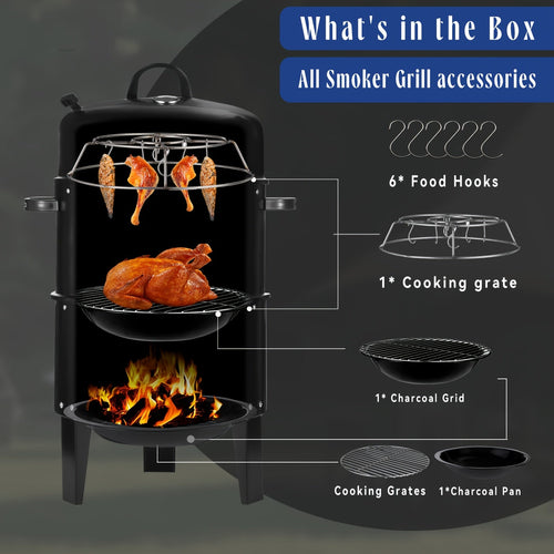 3-in-1 Charcoal Smoker Grill BBQ