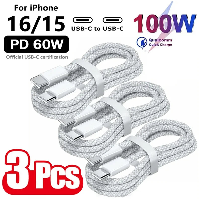 3PCS USB C Fast Charging Charger Cable