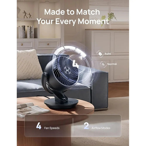 13-Inch Oscillating Air Circulator Fan for Bedroom or Whole Room, 120° Adjustable, Ultra-Quiet 25dB, Powerful 75W Airflow, 4 Spe