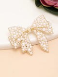 Gold Pearl Bow Hair Clip Elegant Barrette