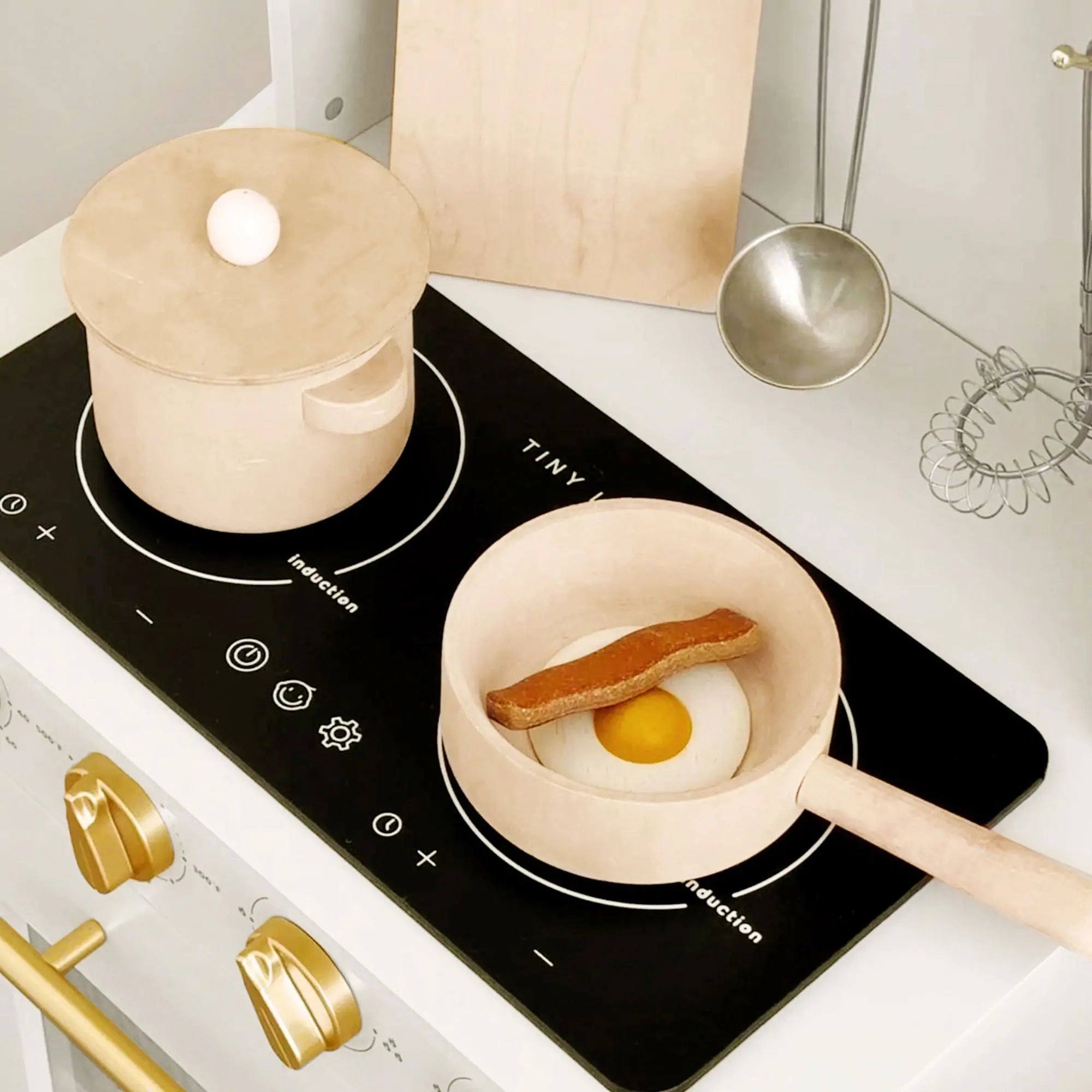 Tiny Iconic Wooden Play Kitchen Cooking Set